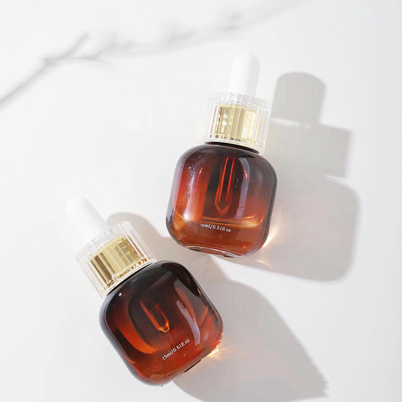 Янтарно-черные стеклянные бутылки-капельницы для личного ухода за кожей