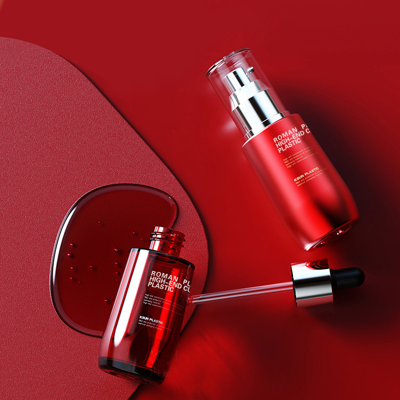 Многоразовая бутылка косметического масла 50 мл винно-красного цвета PETG Бутылка-капельница для сыворотки для ухода за лицом с капельницей для набора бутылочек для крема