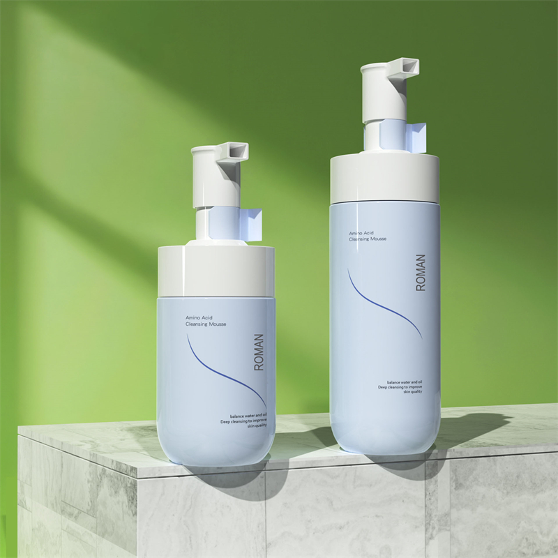 Отбеливающий пенообразователь для лица под собственной торговой маркой, нежный очищающий мусс, пузырьковое очищающее средство, синяя бутылка для пены из ПЭТ, 150 мл, 200 мл, 300 мл