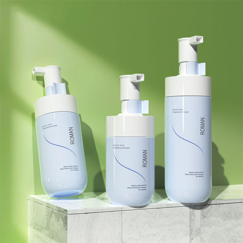 Отбеливающий пенообразователь для лица под собственной торговой маркой, нежный очищающий мусс, пузырьковое очищающее средство, синяя бутылка для пены из ПЭТ, 150 мл, 200 мл, 300 мл Отбеливающий пенообразователь для лица под собственной торговой маркой, нежный очищающий мусс, пузырьковое очищающее средство, синяя бутылка для пены из ПЭТ, 150 мл, 200 мл, 300 мл