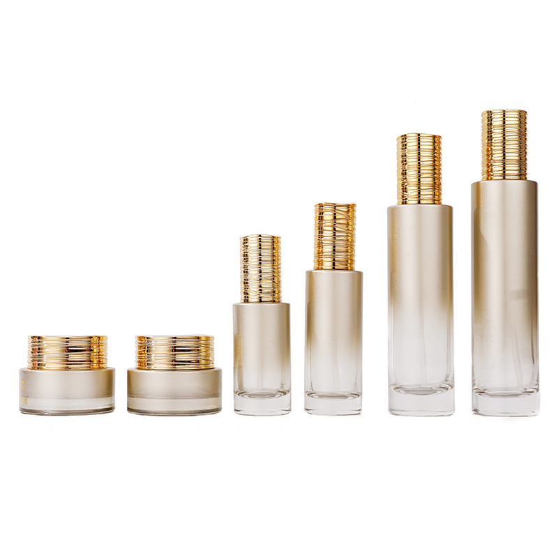 Стеклянная бутылка для сыворотки с гальванической матовой крышкой Стеклянная бутылка для сыворотки с гальванической матовой крышкой