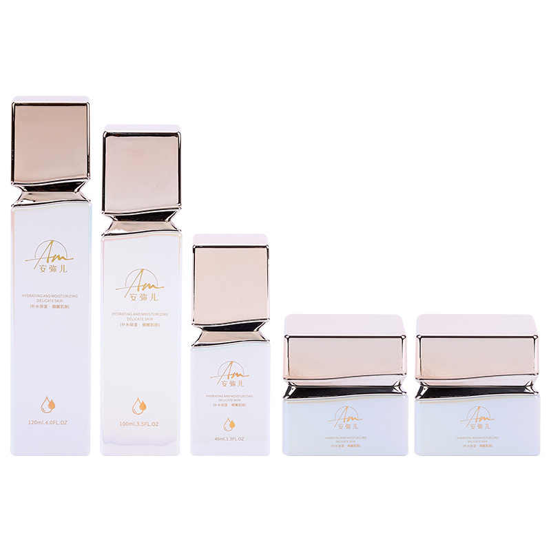 Квадратная стеклянная банка для крема с переливающимся эффектом для крема для лица и крема для глаз Квадратная стеклянная банка для крема с переливающимся эффектом для крема для лица и крема для глаз