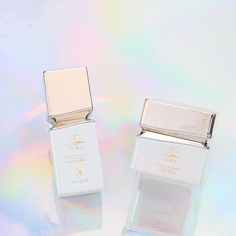 Квадратная стеклянная банка для крема с переливающимся эффектом для крема для лица и крема для глаз Квадратная стеклянная банка для крема с переливающимся эффектом для крема для лица и крема для глаз