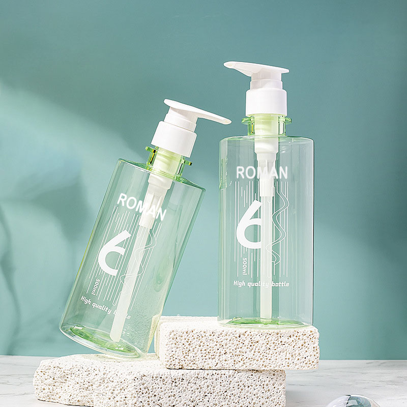 Зеленый пластиковый ПЭТ для ухода за кожей, очищающее масло для лица, скраб для тела, лосьон для мытья, спрей для волос, шампунь и кондиционер, набор бутылочек с помпой Зеленый пластиковый ПЭТ для ухода за кожей, очищающее масло для лица, скраб для тела, лосьон для мытья, спрей для волос, шампунь и кондиционер, набор бутылочек с помпой