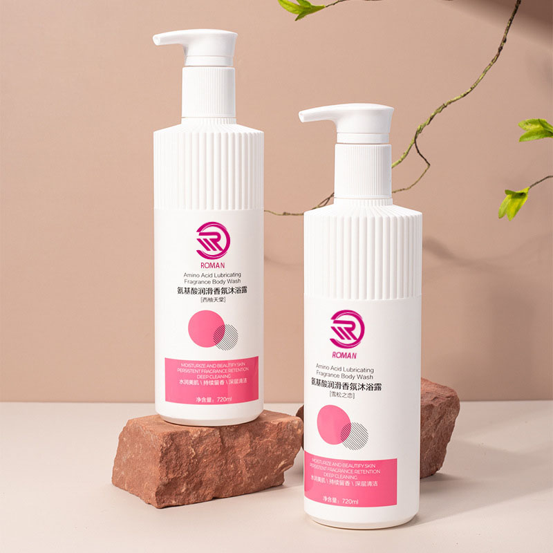 Горячая белая полосатая пластиковая бутылка из полиэтилена высокой плотности с гофрированной насадкой, 500 мл, 700 мл, шампунь, гель для душа, лосьон с крышкой помпы, Вьетнам