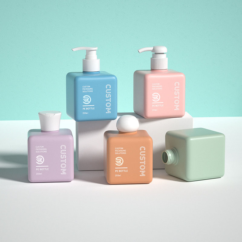Популярный переработанный пластиковый квадратный ПЭТ-шампунь для ухода за кожей, масло для тела, бутылки с маслом, размеры 150 мл, 200 мл, 250 мл с трафаретной печатью