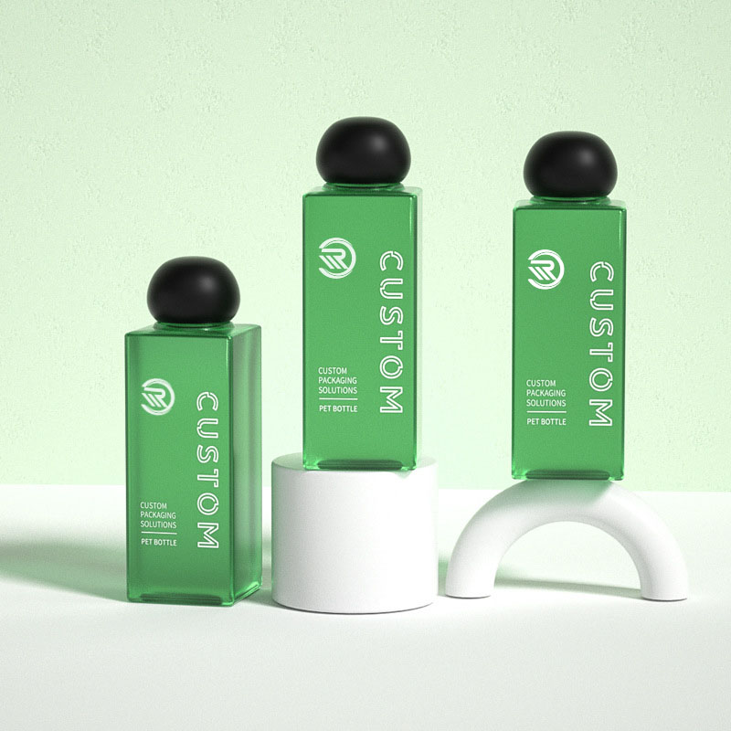 Премиум-пластик квадратные 200 мл 250 мл прозрачные матовые флаконы для косметического лосьона для сыворотки по уходу за кожей Премиум-упаковка тонера с шаровидной завинчивающейся крышкой