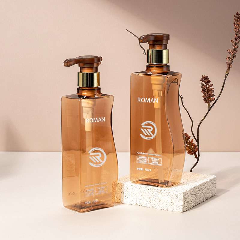 Надежная 350 мл 500 мл изогнутая янтарная пластиковая пустая бутылка для лосьона для тела с насосом для ухода за волосами, шампунь-кондиционер или крем для лица Надежная 350 мл 500 мл изогнутая янтарная пластиковая пустая бутылка для лосьона для тела с насосом для ухода за волосами, шампунь-кондиционер или крем для лица