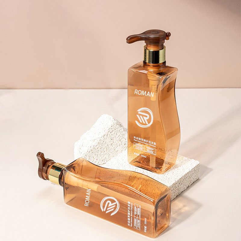 Надежная 350 мл 500 мл изогнутая янтарная пластиковая пустая бутылка для лосьона для тела с насосом для ухода за волосами, шампунь-кондиционер или крем для лица Надежная 350 мл 500 мл изогнутая янтарная пластиковая пустая бутылка для лосьона для тела с насосом для ухода за волосами, шампунь-кондиционер или крем для лица