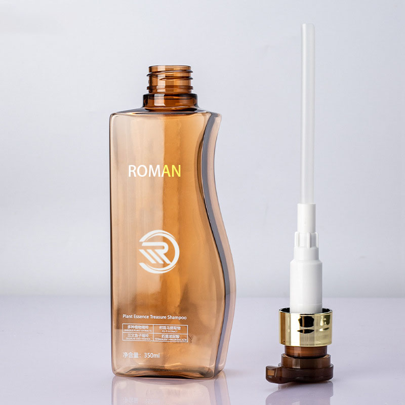 Надежная 350 мл 500 мл изогнутая янтарная пластиковая пустая бутылка для лосьона для тела с насосом для ухода за волосами, шампунь-кондиционер или крем для лица Надежная 350 мл 500 мл изогнутая янтарная пластиковая пустая бутылка для лосьона для тела с насосом для ухода за волосами, шампунь-кондиционер или крем для лица