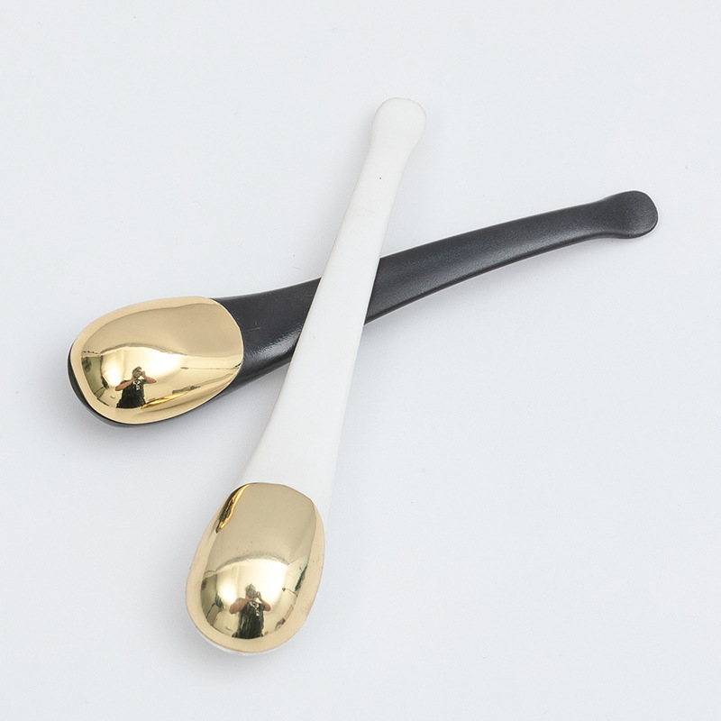 Золотой, серебряный косметический шпатель, высококачественная металлическая ложка для крема для лица и глаз, косметическая ложка для маски для лица Золотой, серебряный косметический шпатель, высококачественная металлическая ложка для крема для лица и глаз, косметическая ложка для маски для лица
